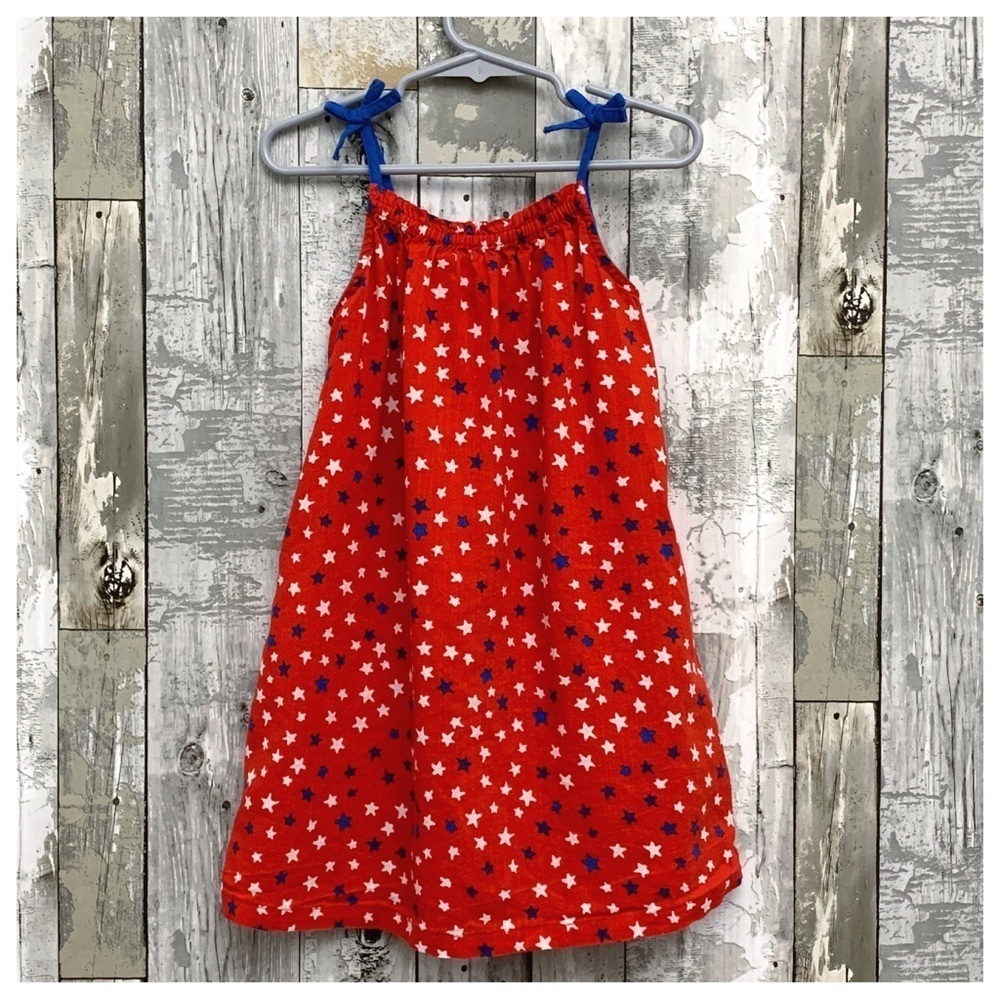 Girl’s Okie Dokie Patriotic Stars Red White Blue Tunic Dress Outfit Toddler 4T